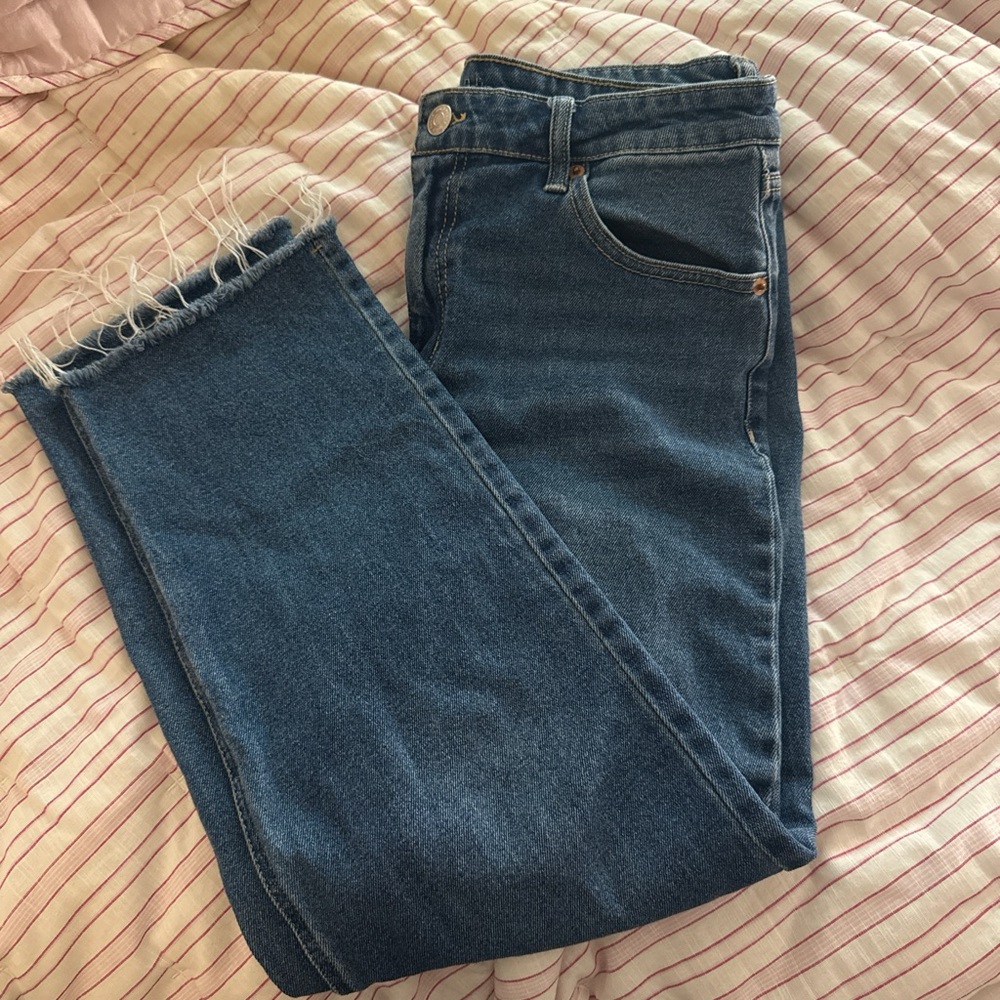 Wild Fable Blue Ankle Cropped Jeans with Subtle Fading